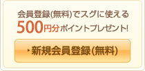 会員登録ですぐに使える500円分のポイントをゲット!
