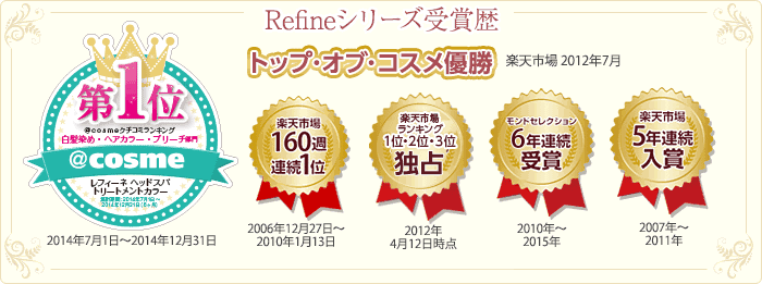 トップ・オブ・コスメ優勝。160週連続1位。ランキング1位、2位、3位独占