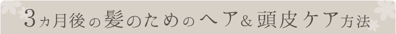 3ヵ月後の髪のためのヘア&頭皮ケア方法
