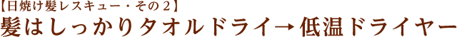 【日焼け髪レスキュー・その２】髪はしっかりタオルドライ→低温ドライヤー