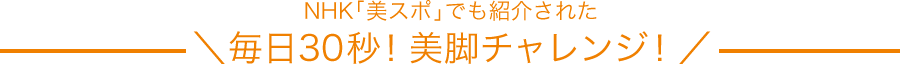 NHK｢美スポ｣でも紹介された 毎日30秒！美脚チャレンジ！
