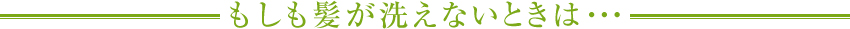 もしも髪が洗えないときは・・・