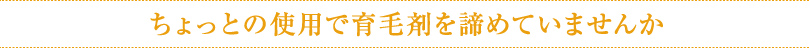 ちょっとの使用で育毛剤を諦めていませんか