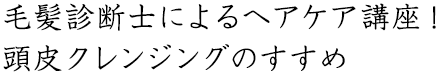 毛髪診断士によるヘアケア講座！頭皮クレンジングのすすめ
