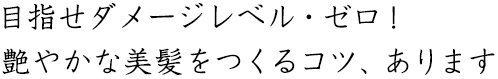 目指せダメージレベル・ゼロ！艶やかな美髪をつくるコツ、あります
