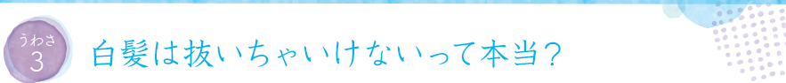 うわさ3白髪は抜いちゃいけないって本当？