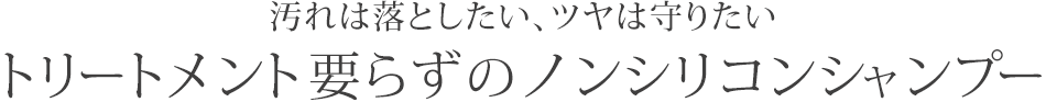 汚れは落としたい、ツヤは守りたい
トリートメント要らずのノンシリコンシャンプー