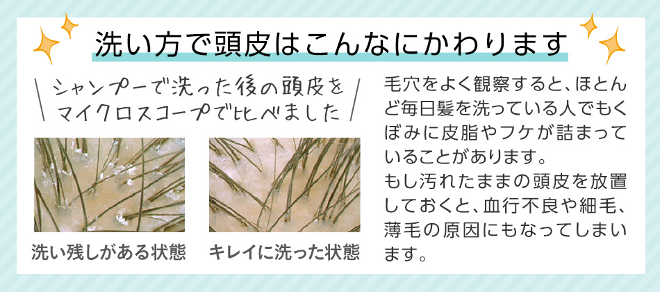 洗い方で頭皮はこんなにかわります
