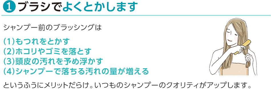1ブラシでよくとかします