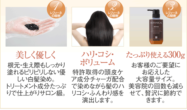 白髪染めレフィーネ ヘッドスパ トリートメントカラー