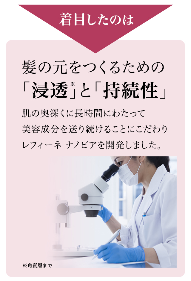 着目したのは髪のもとをつくるための浸透と持続性